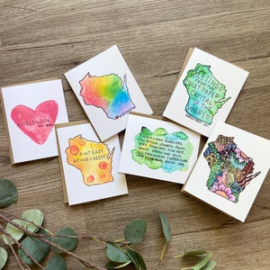 Sconnie Set - Wisconsin Set - 6 or 12 Pack Watercolor Blank Cards