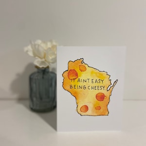 Cartão Em Branco Série Sconnie - Cheesy Wisconsin - Aquarela Original