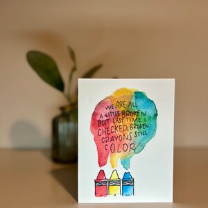 Inspirationskarte - Gebrochene Buntstifte - Original Aquarell Karte