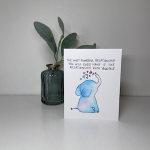 Inspirierende Karte - Elefant - Original Aquarell Blanko Karte