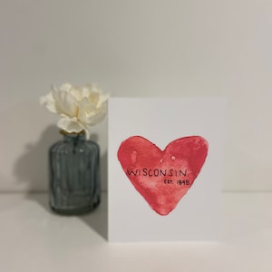 Série Sconnie - Wisconsin Heart - Carte vierge à l’aquarelle originale