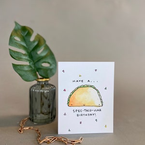 Cartão Em Branco Aniversário Trocadilho - Aniversário Taco - Aquarela Original