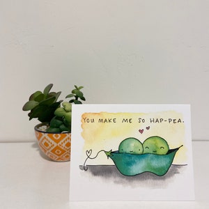 Punny Love Card - Pois - Carte vierge aquarelle originale