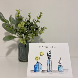 Carte de remerciement - Vases de remerciement - Carte vierge d’aquarelle originale