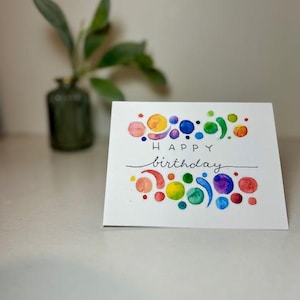 Cartão de aniversário - Birthday Blobs - Cartão original em branco com aquarela