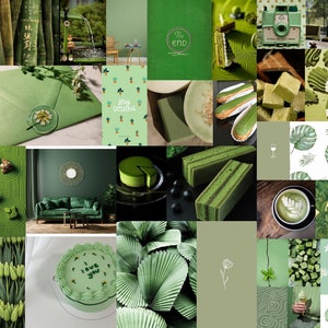 Macha green Aesthetic Wall Collage Kit 80 Pieces greeny vibes printable