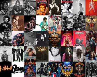 Kit de collage de pared estético de música rock para imprimir (50 piezas)