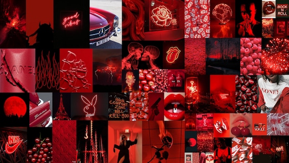 Red Aesthetic Baddie Wall Collage Kit 61 Pieces Etsy Singapore