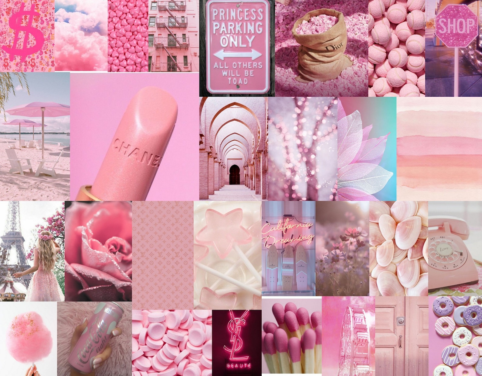 Baby Pink Aesthetic Wall Collage Kit 100pcs Printable Bougee - Etsy UK