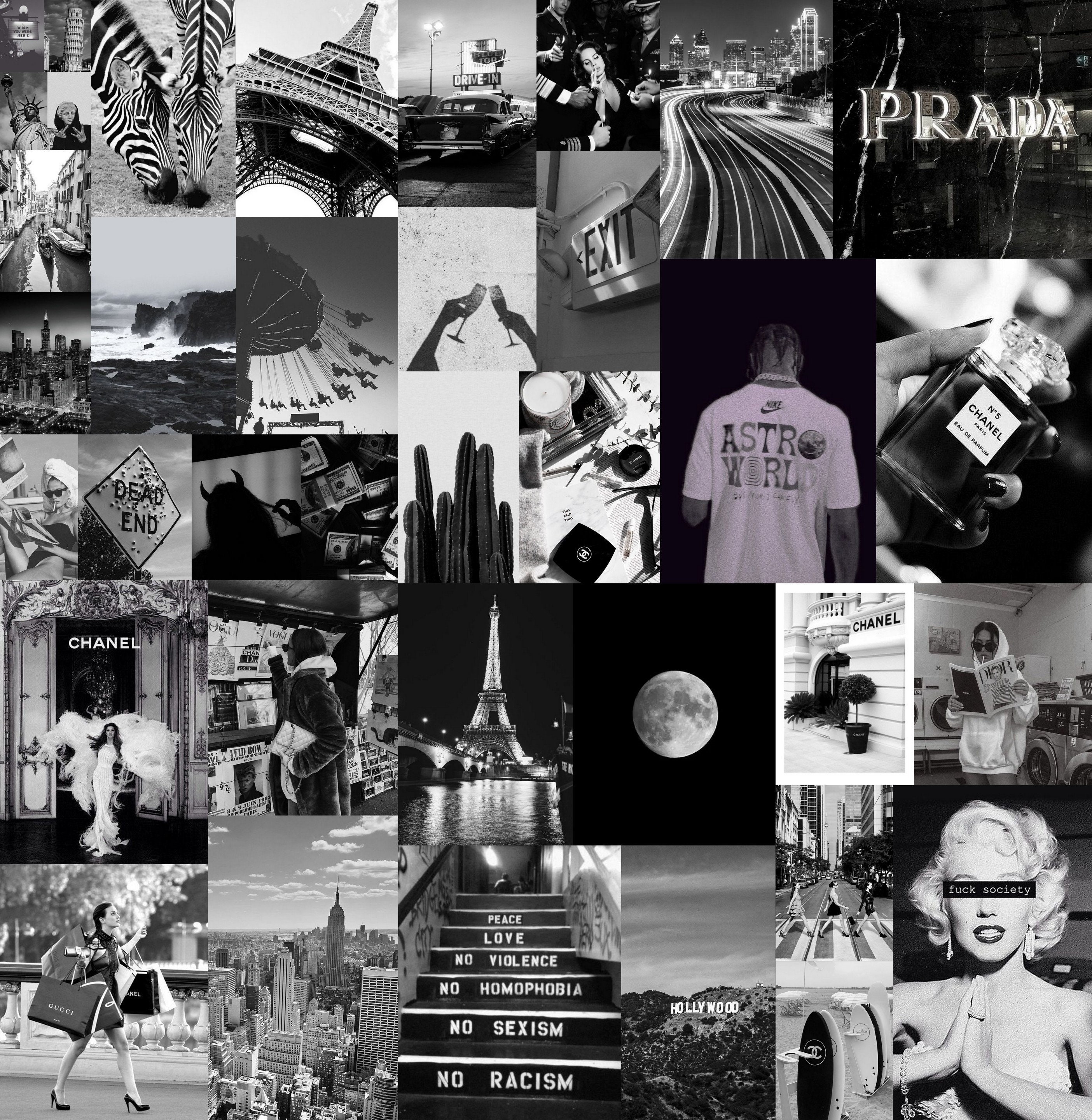 Black and White Aesthetic Wall Collage 75 Kit Pcs Printable Classy ...