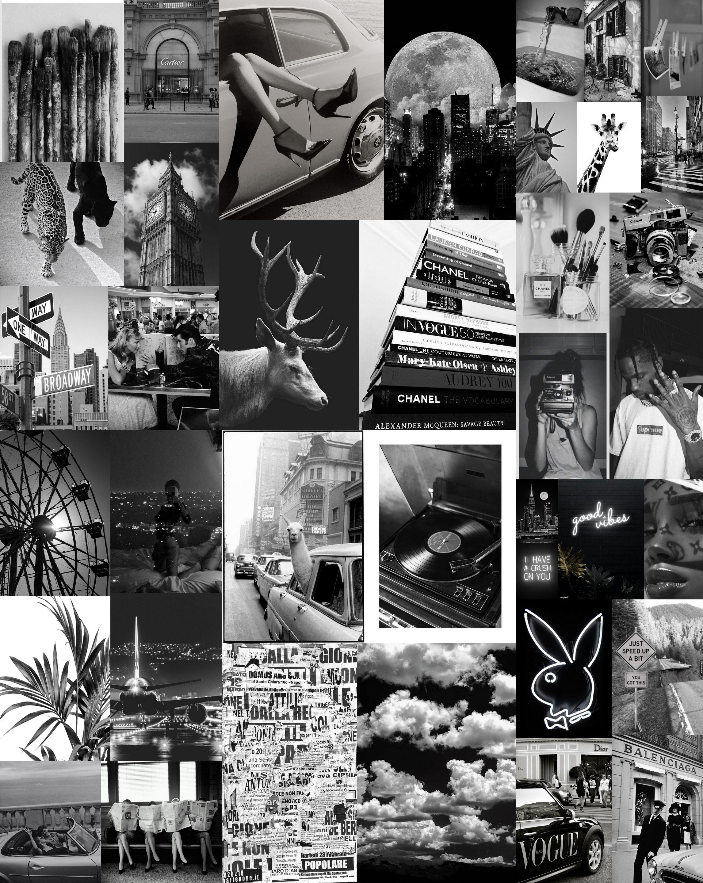 Black and White Aesthetic Wall Collage 75 Kit Pcs Printable Classy ...