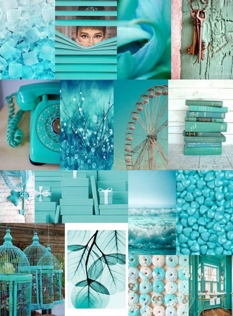 Bougee Turquoise blue Aesthetic wall collage kit 100pcs | Etsy