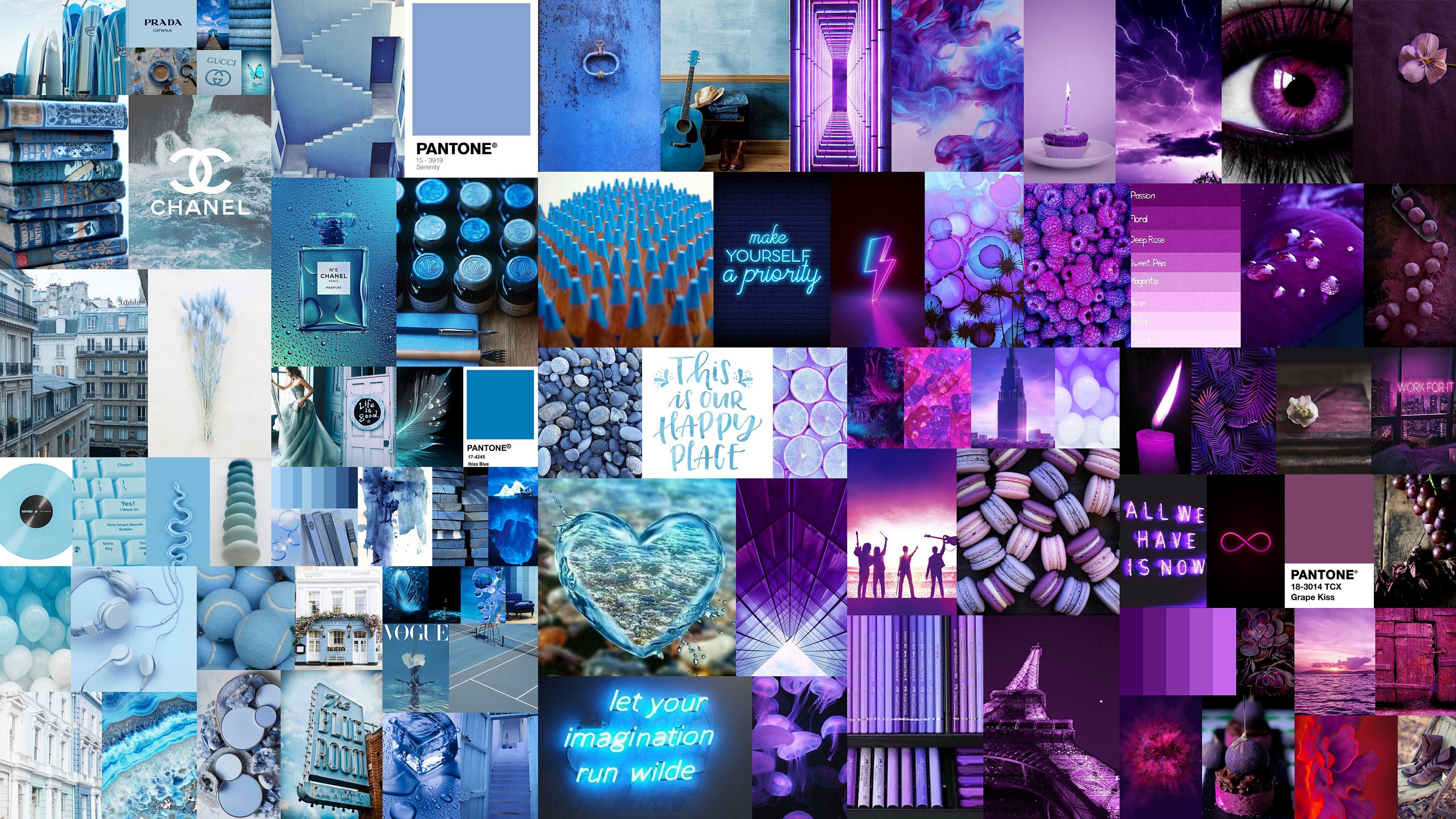 Download Purple Wall Collage Aesthetics Computer Wallpaper