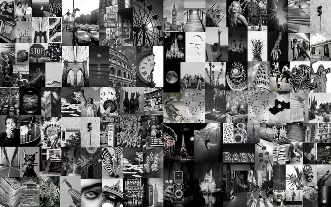 Black and White Aesthetic Wall Collage 115 Kit Pcs Printable Classy ...