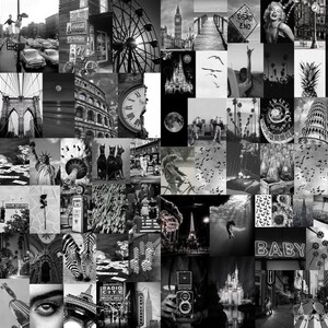 Black and White Aesthetic Wall Collage 115 Kit Pcs Printable Classy ...