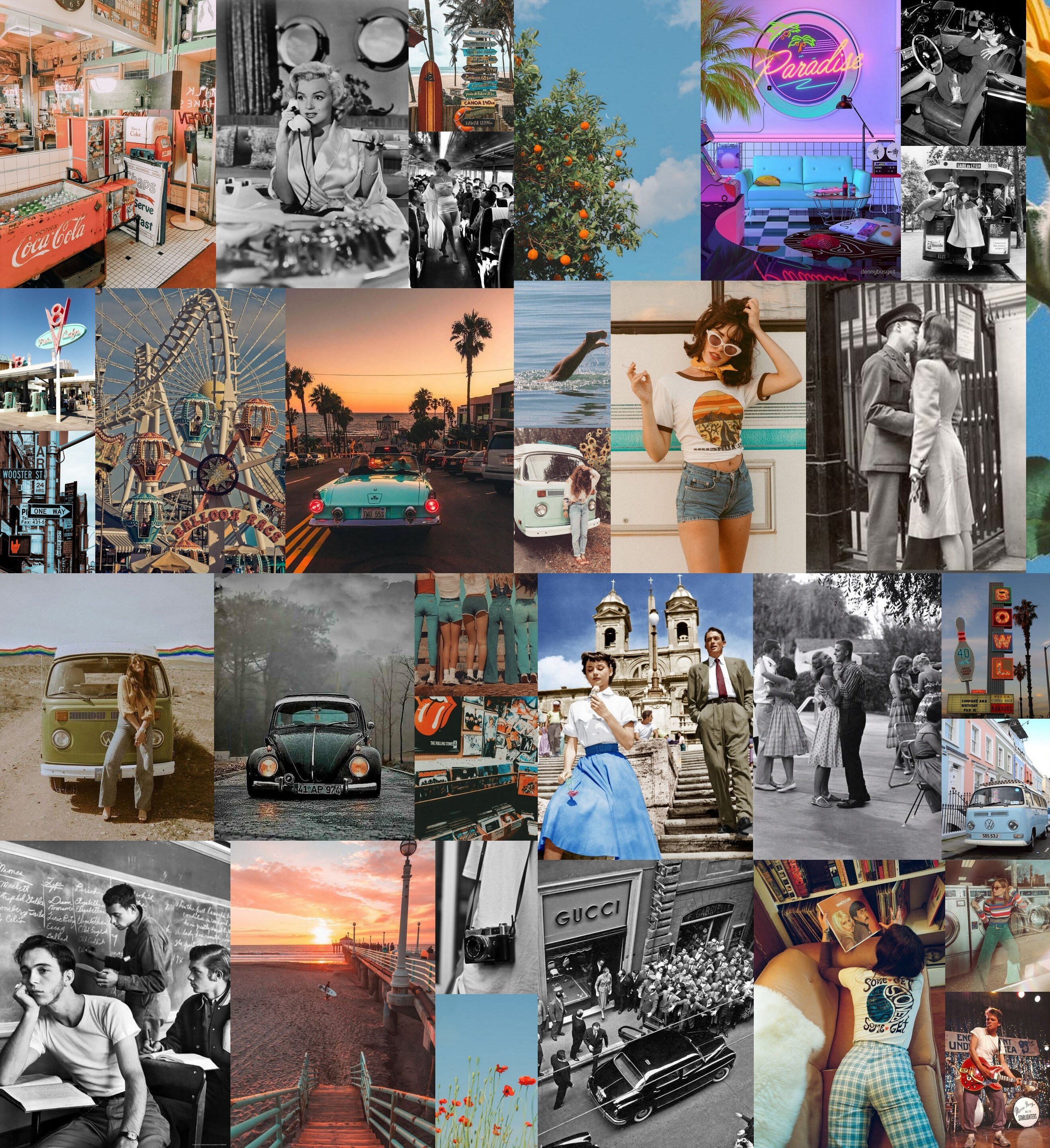 Retro Vintage Aesthetic Digital Wall Collage Kit 50 Pieces Etsy 日本