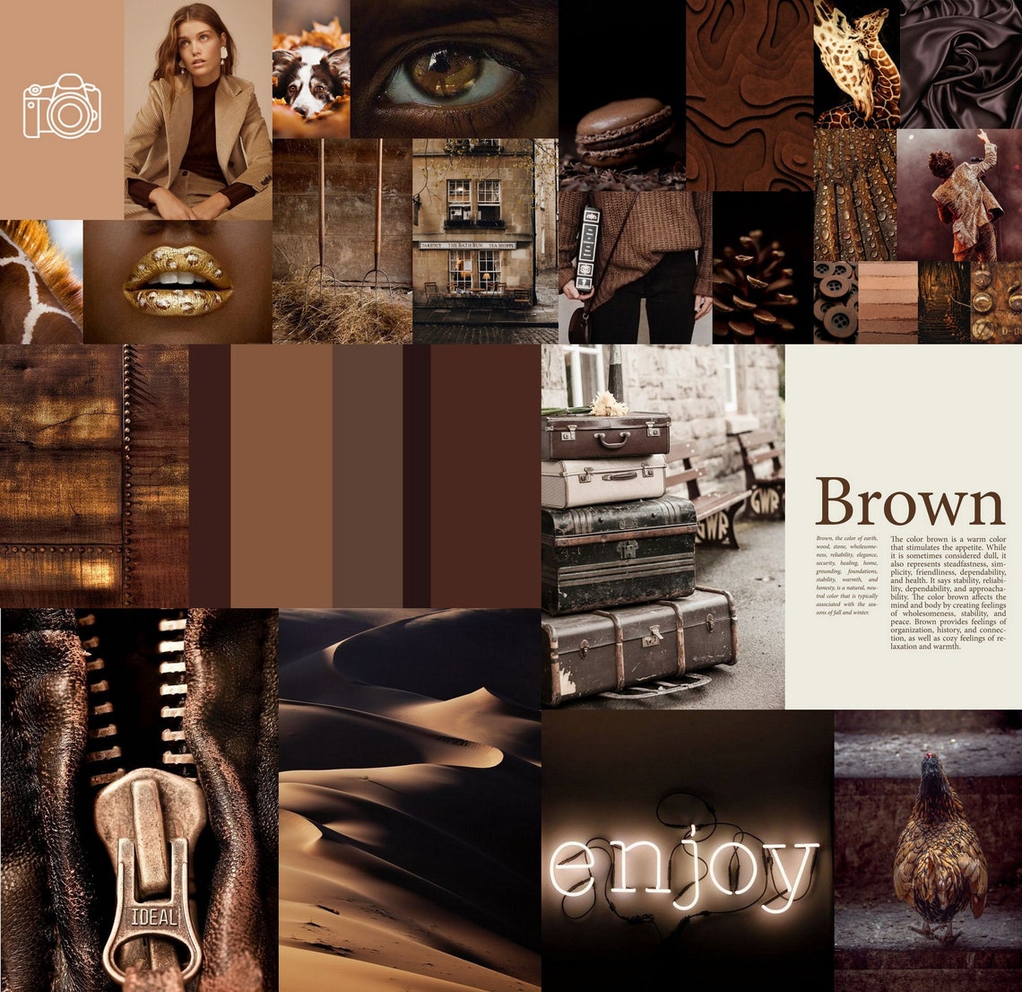 Brown Aesthetic Wall Collage Kit 70 Pieces chocolate brown | Etsy
