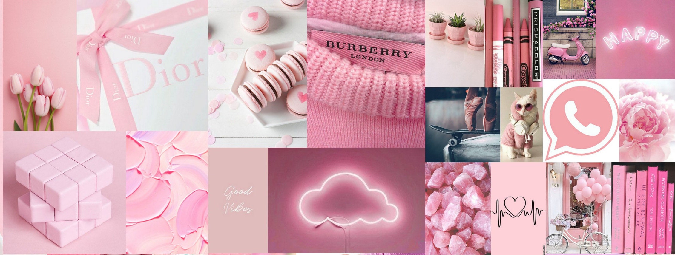 Baby Pink Aesthetic Wall Collage Kit 100pcs Printable Bougee Pinky