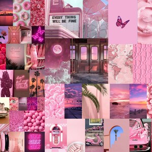 Bubblegum Pink Aesthetic Wall Collage Kit 75 Pieces