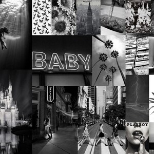 Black and White Aesthetic Wall Collage 115 Kit Pcs Printable Classy ...