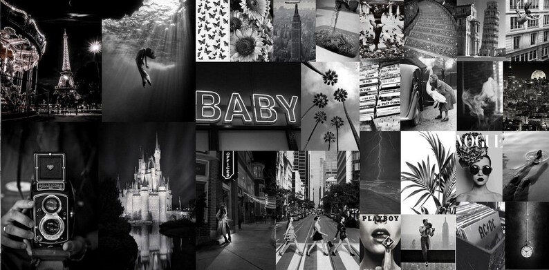 Black and White Aesthetic Wall Collage 115 Kit Pcs Printable Classy ...