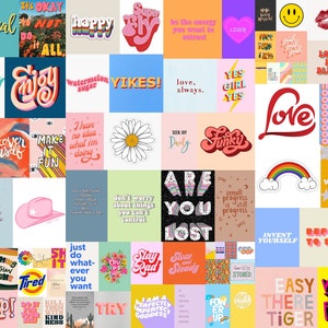 Words and Quotes Aesthetic wall collage kit 90+ pcs printable colorful positive vibes