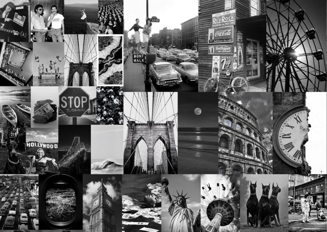 Black and White Aesthetic Wall Collage 115 Kit Pcs Printable Classy ...