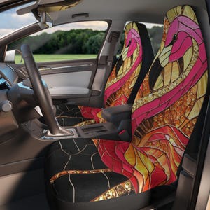 Vibrant Flamingo Car Seat Covers - Tropical Vibe, Car Accessories, Pink Car Seat Covers, Unique Car Seat Covers