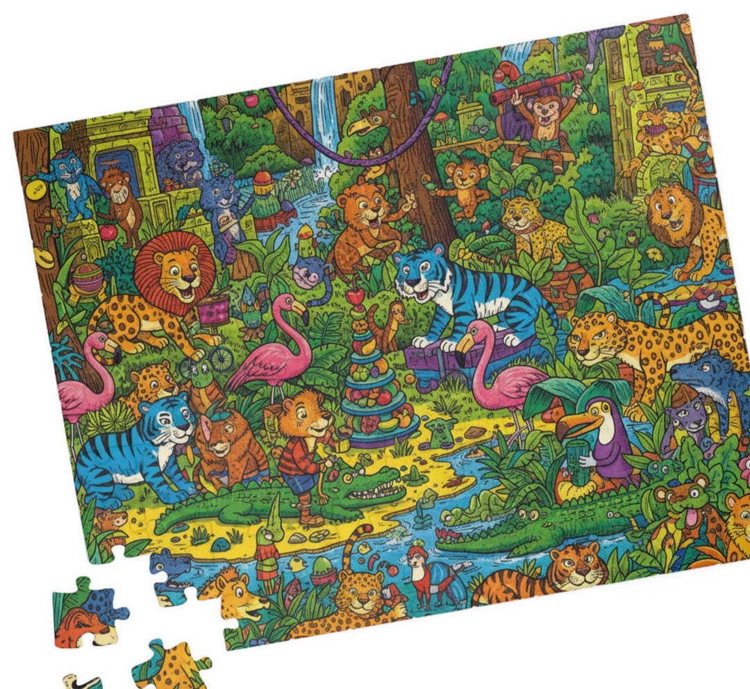 Rompecabezas de animales de la jungla coloridos / rompecabezas tipo ...