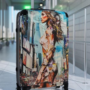 Pretty Luggage - New York City Suitcase - New York City Luggage - I heart NYC - City Girl - New York City Girl - Time Square
