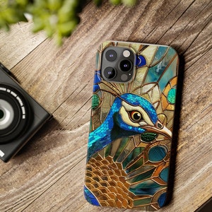Peacock Stained Glass Design Phone Case for iPhone - Colorful Phone Case - iPhone 15 14 13 12 11 Pro Max