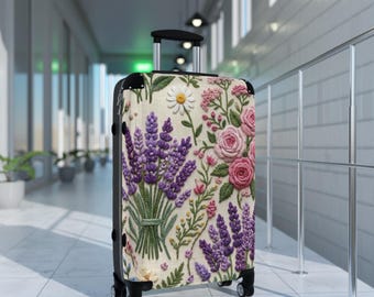 Maleta floral de rosas lavanda / Equipaje con estampado floral / Maleta de mano floral