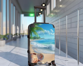 Valigia con scena di spiaggia tropicale / Bagaglio a tema oceano / Bagaglio da crociera / Valigia graziosa / 3 misure