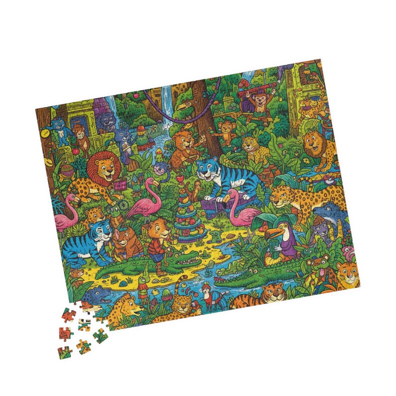 Rompecabezas de animales de la jungla coloridos / rompecabezas tipo ...