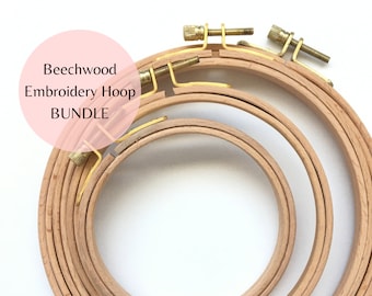 Beechwood Embroidery Hoop Set with Brass Hardware (4-7 inch)