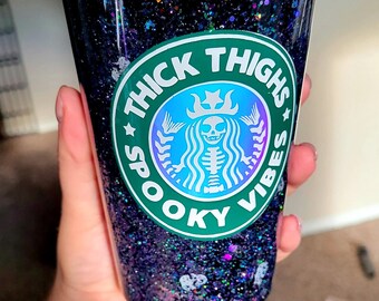 Thick thighs spooky vibes snow globe tumbler