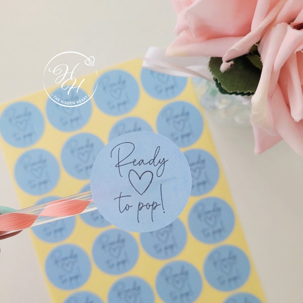 Ready To Pop Stickers | Blue or Pink | Baby Shower Stickers | Party Stickers | Baby Labels