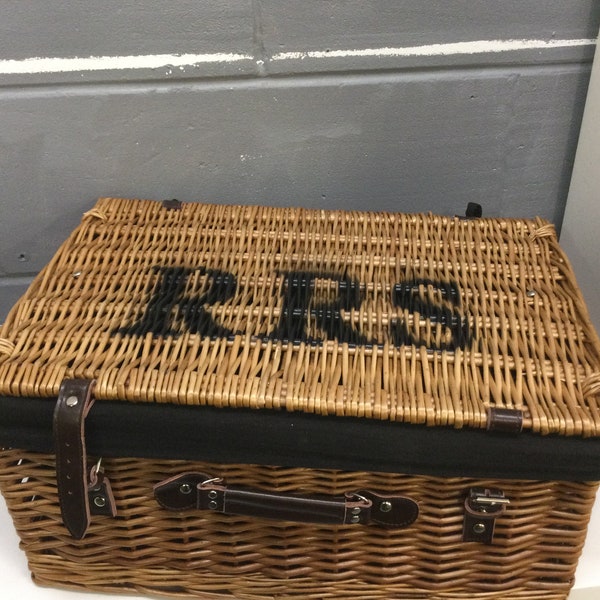 Rectangular Woven Wicker basket with Liner and RRS Wording