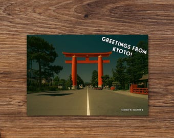 Heian Jingu Torii Postcard • Kyoto Japan Landmark Print • Iconic Shrine Gate Travel Art