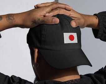 Embroidered Japanese Flag Dad Hat Minimalist Japan Travel Cap