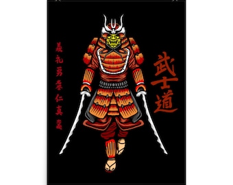 Samurai Bushido poster - 6 - Samurai poster- Japanese Samurai Poster- Various sizes - Great as a gift!