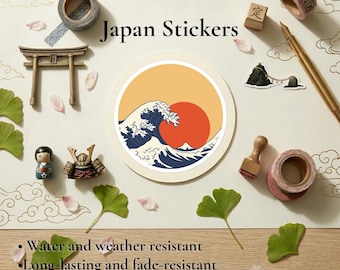 Vinylsticker met afbeelding van een grote golf - Japanse kunst voor waterbestendige laptops en flessen