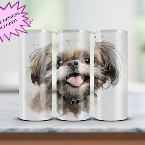 Shih Tzu Caricature 20oz Tumbler Sublimation Design, Instant Digital Download PNG, 20oz Skinny Tumbler Art, Tumbler Wrap, Commercial Use