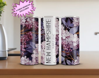 New Hampshire Purple Lilac 20 Unzen Becher Sublimation Design, sofortiger digitaler Download PNG, dünner Becher Kunst, Becher wickeln, kommerzielle Nutzung