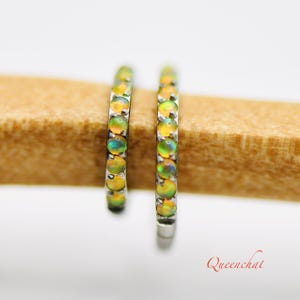 316L Surgical Steel 16G Green & Yellow Opal Segment Ring, Hinged Clicker ring 10mm,12mm Silver, Rose, Gold Ring 6mm, 8mm