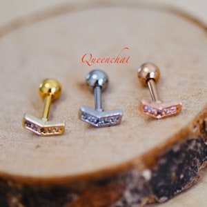 Pair of Earrings 16G 316L Surgical Steel CZ Stud Earring, Cartilage Stud Body Piercing Jewellery Lobe Earring
