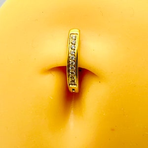 14G Minimalist Clicker Ring With Gems, Clicker Navel Ring, Belly button Clicker 10mm Belly Bar