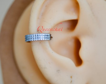 16G F136 Titanium And 316L S/S Wide Band CZ Hinged Segment Ring Conch Ring 12mm