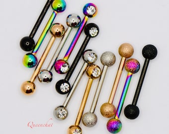 14G 316L chirurgisch stalen tepel bar, lip bar, verticale piercing bar