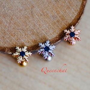 Pair of Earrings 16G 316L Surgical Steel Royal Blue CZ Flower Stud Earring, Cartilage Stud Body Piercing Jewellery Lobe Earring